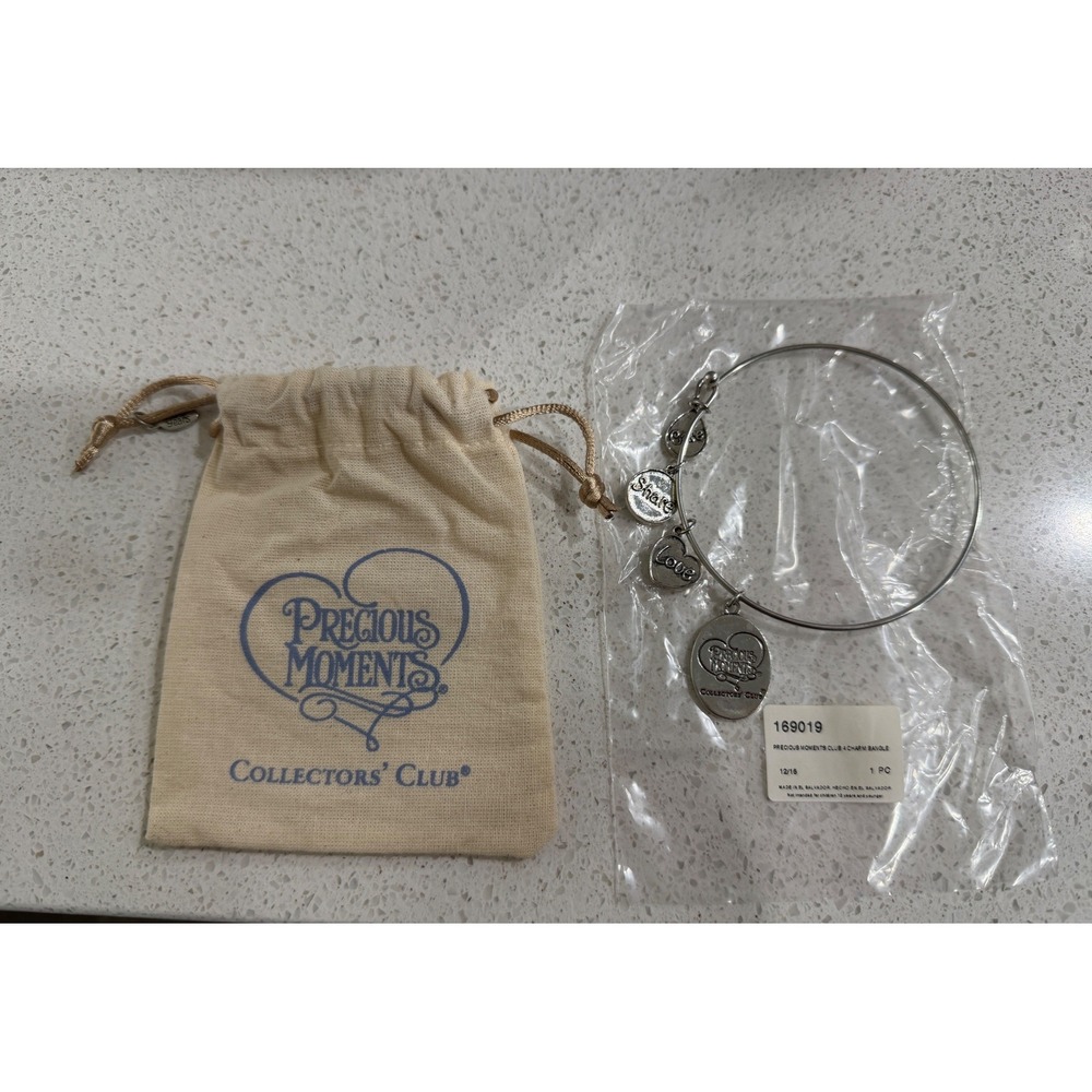 Precious Moments Collectors Club 4 Charm Bangle Silver Tone‎ Bracelet 169019 NEW